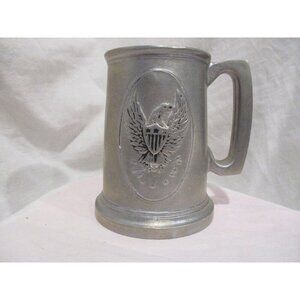 Mug Stein Vintage Pewter Patriotic American Eagle Veterans July 4th Independence